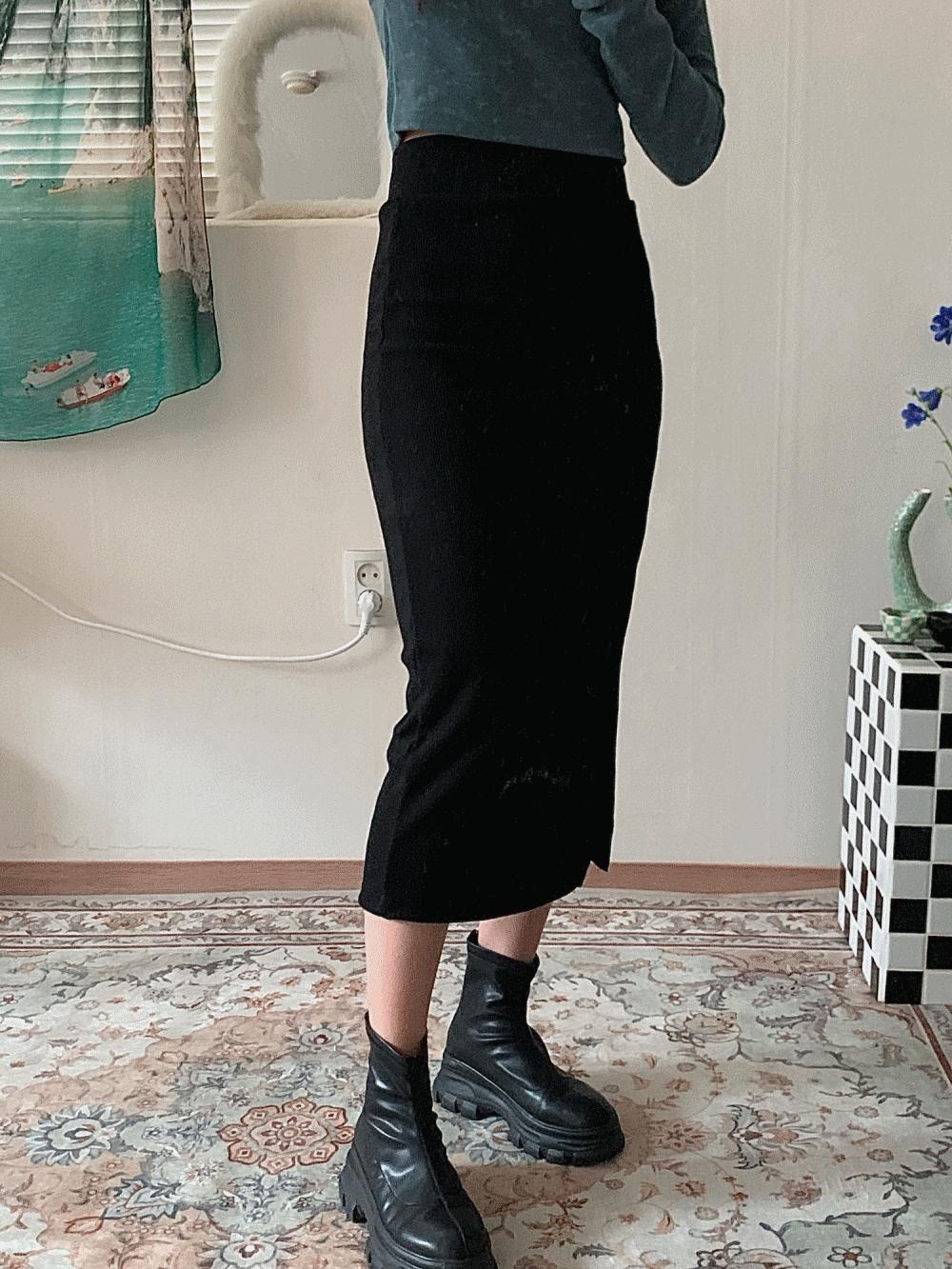 (재입고!) [Skirt] Layered slit skirt / 2 colors