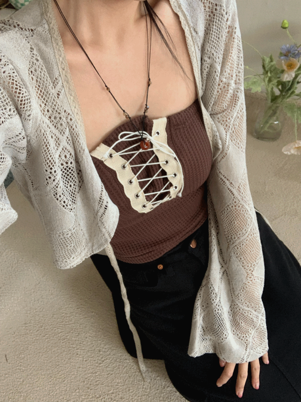 [Outer] Kira lace bolero cardigan / 2 colors