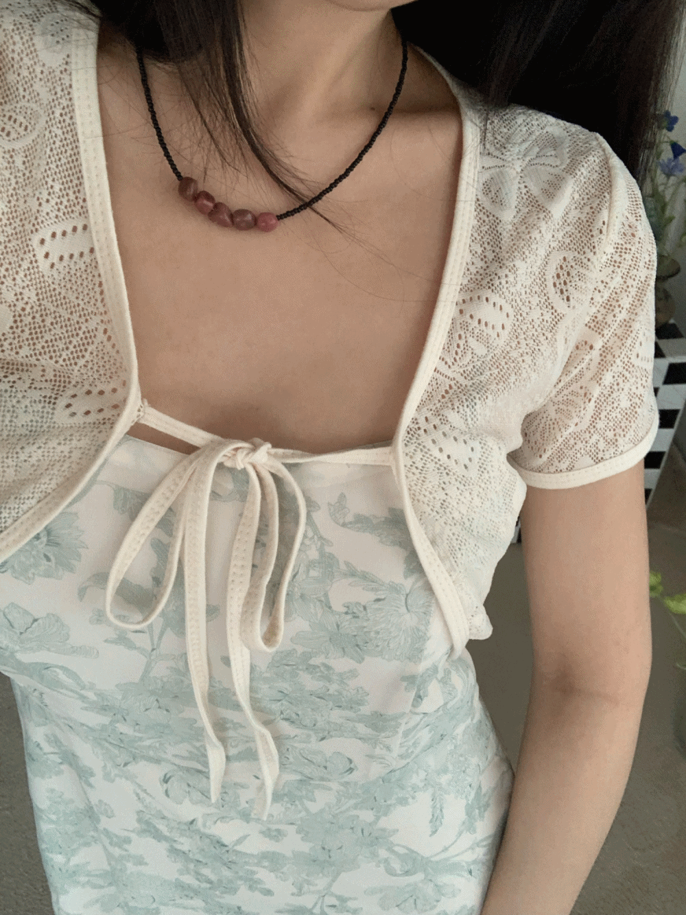 [Outer] Butterfly lace ribbon bolero / 2 colors