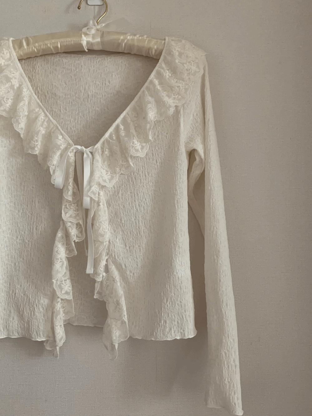 [Outer] Vine lace strap cardigan / one color